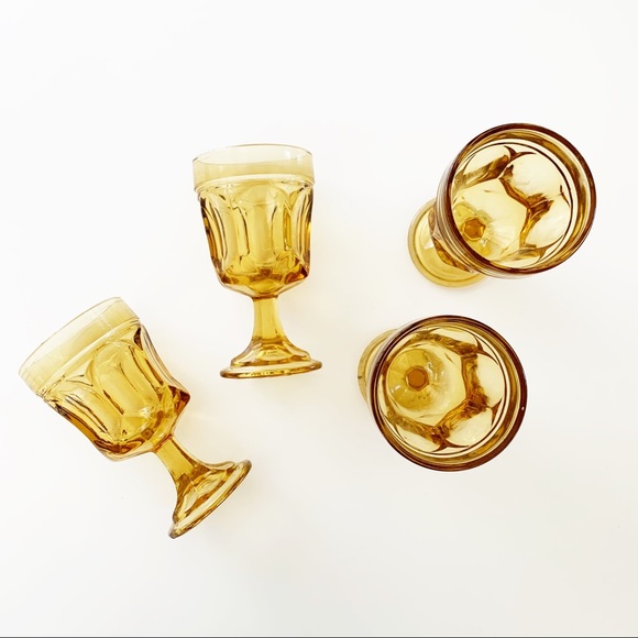 Set of 4 Vintage Mustard Colored Mini Glasses